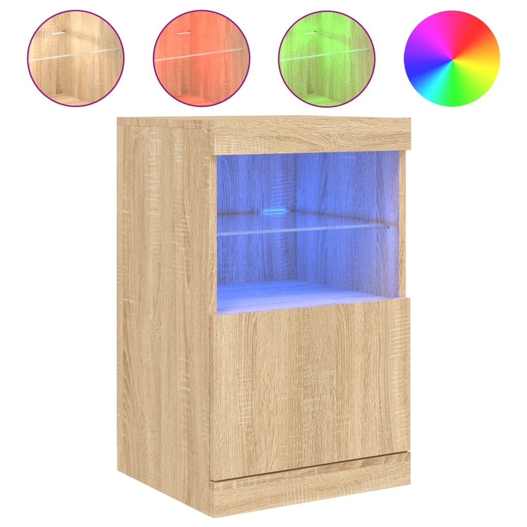 skænk med LED-lys 41x37x67 cm sonoma-eg