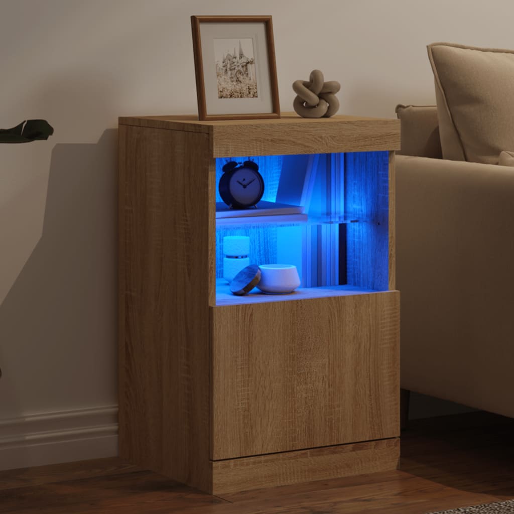 skænk med LED-lys 41x37x67 cm sonoma-eg