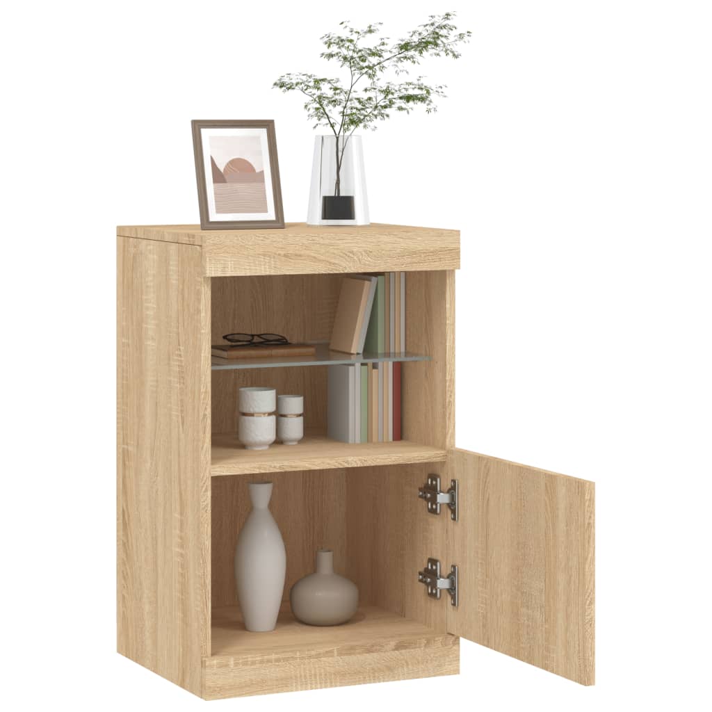 skænk med LED-lys 41x37x67 cm sonoma-eg