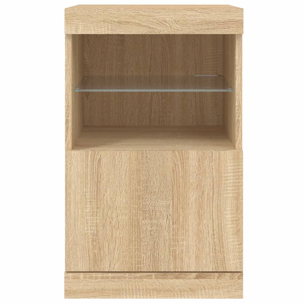 skænk med LED-lys 41x37x67 cm sonoma-eg