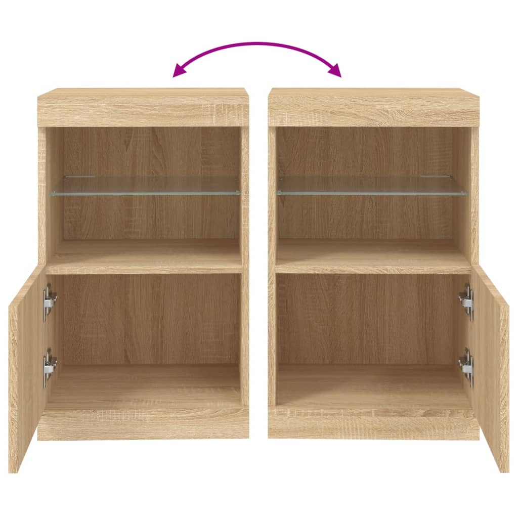 skænk med LED-lys 41x37x67 cm sonoma-eg