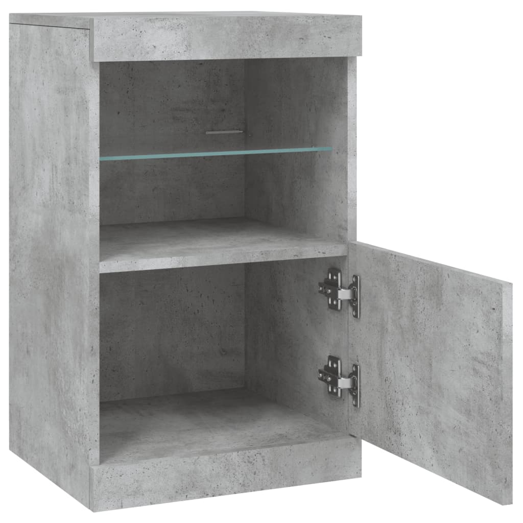 skænk med LED-lys 41x37x67 cm betongrå