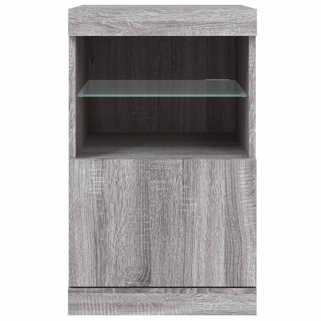 skænk med LED-lys 41x37x67 cm grå sonoma-eg