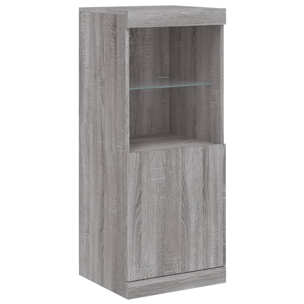 skænk med LED-lys 41x37x100 cm grå sonoma-eg