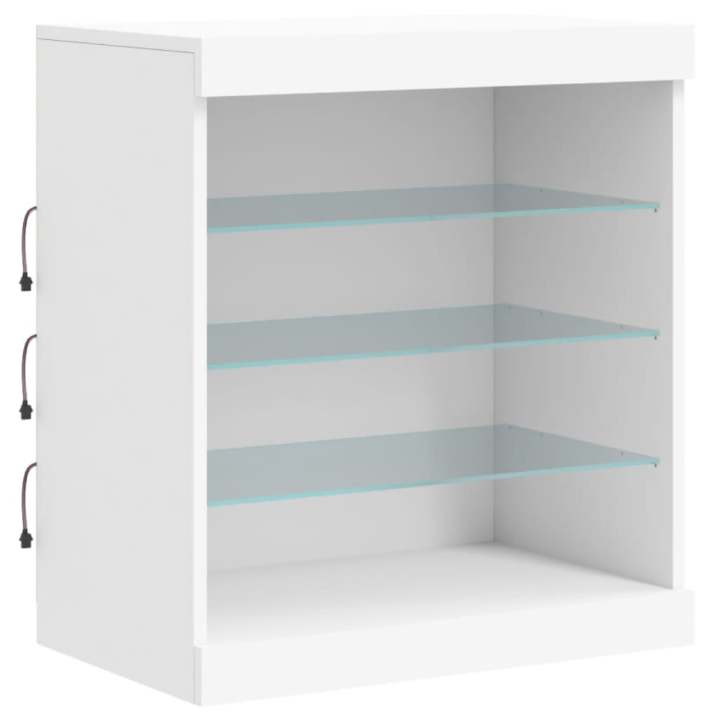 skænk med LED-lys 60,5x37x67 cm hvid