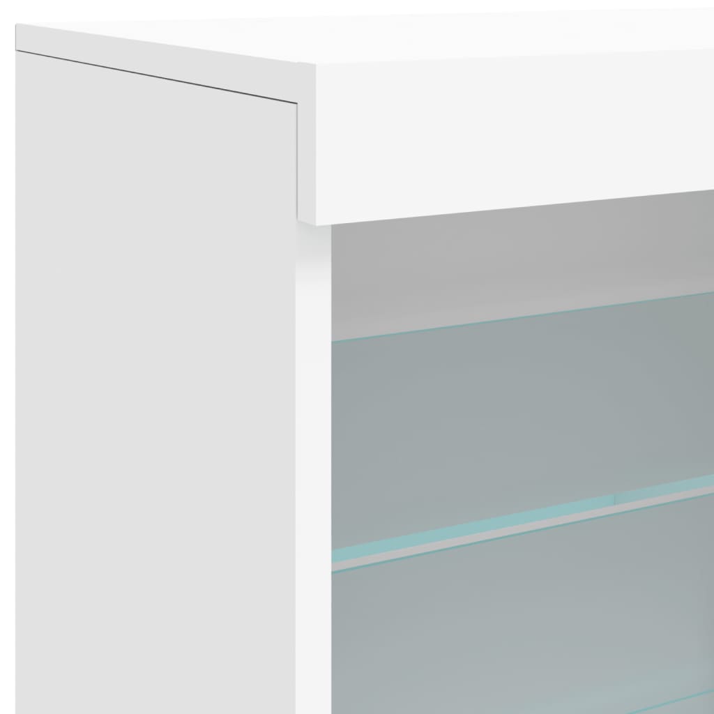 skænk med LED-lys 60,5x37x67 cm hvid