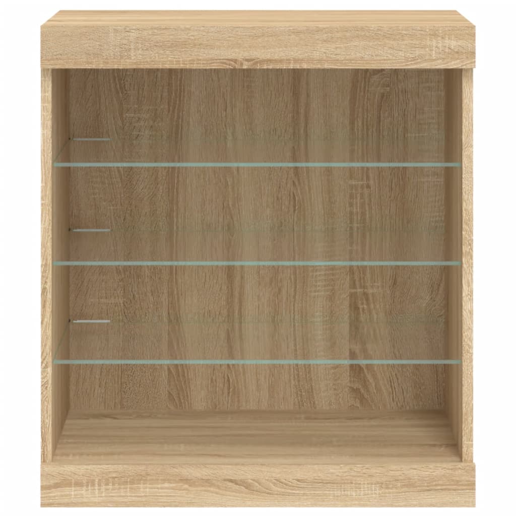 skænk med LED-lys 60,5x37x67 cm sonoma-eg