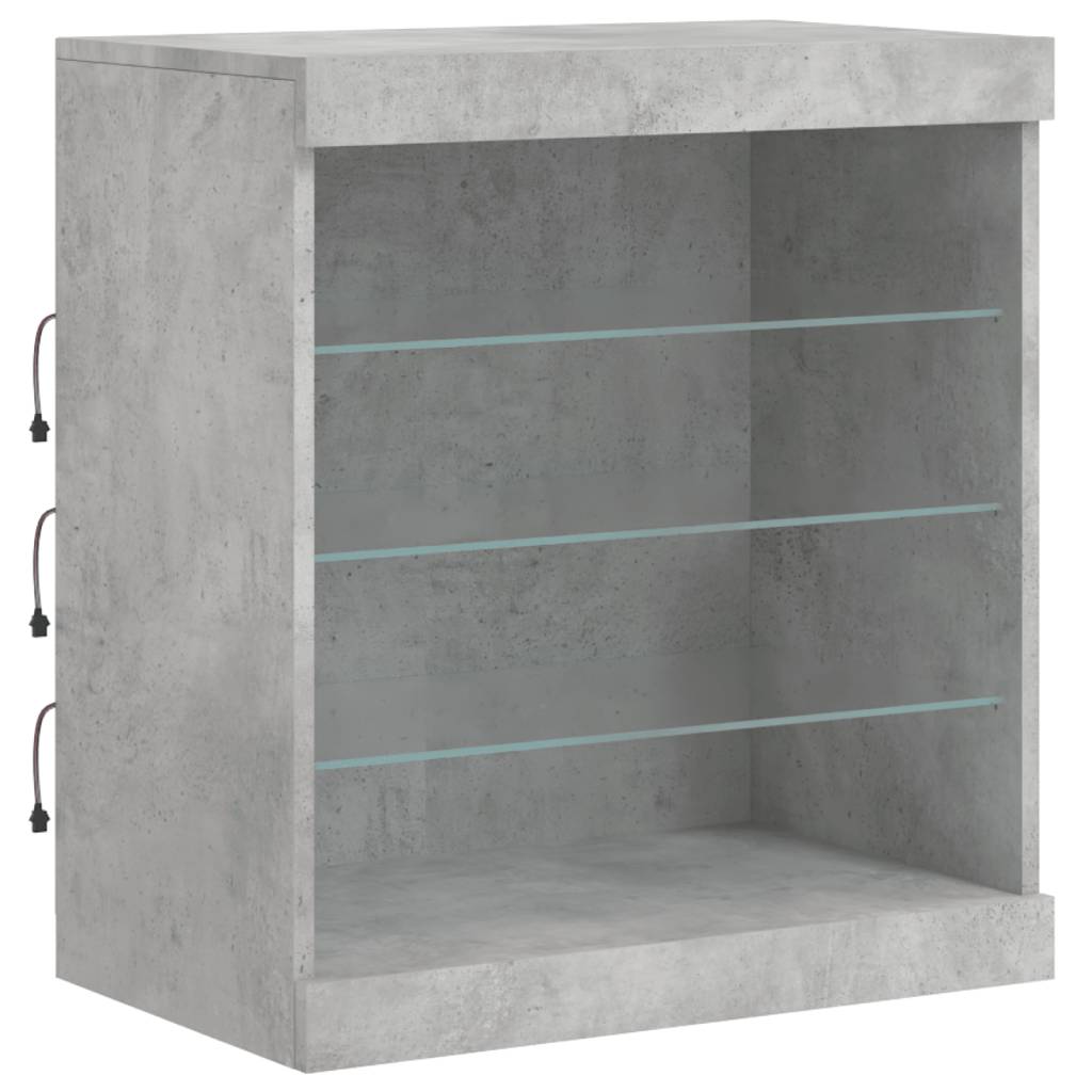 skænk med LED-lys 60,5x37x67 cm betongrå