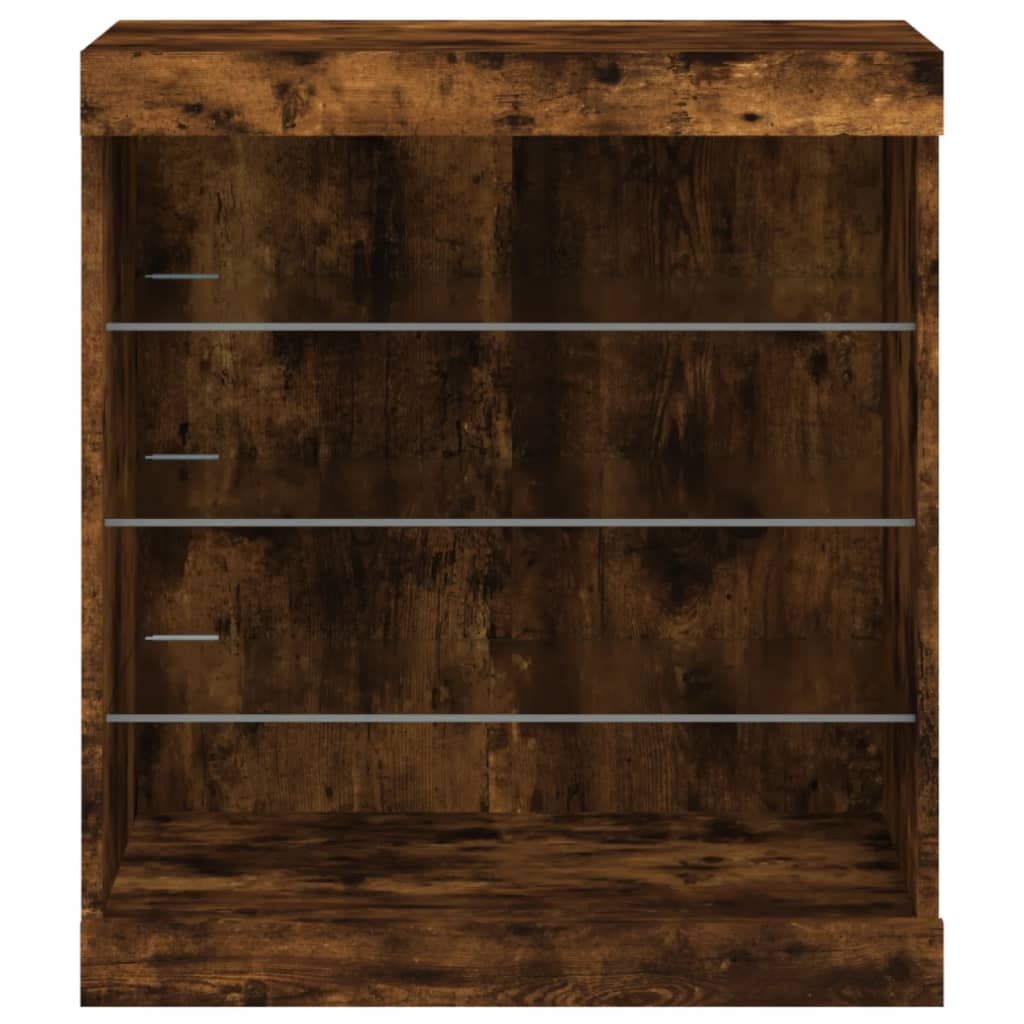 skænk med LED-lys 60,5x37x67 cm røget egetræsfarve