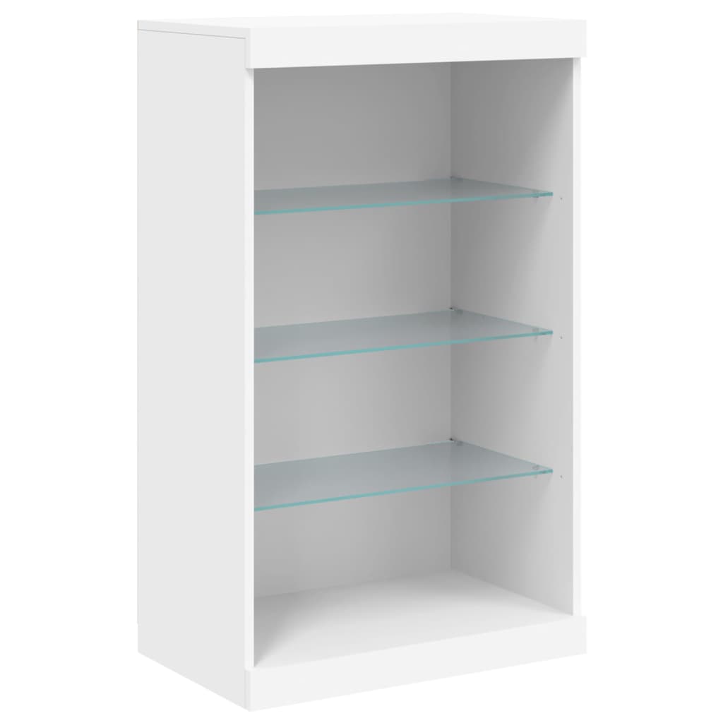 skænk med LED-lys 60,5x37x100 cm hvid