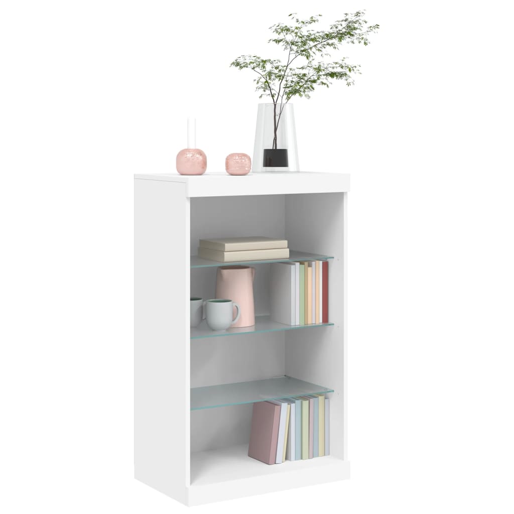 skænk med LED-lys 60,5x37x100 cm hvid