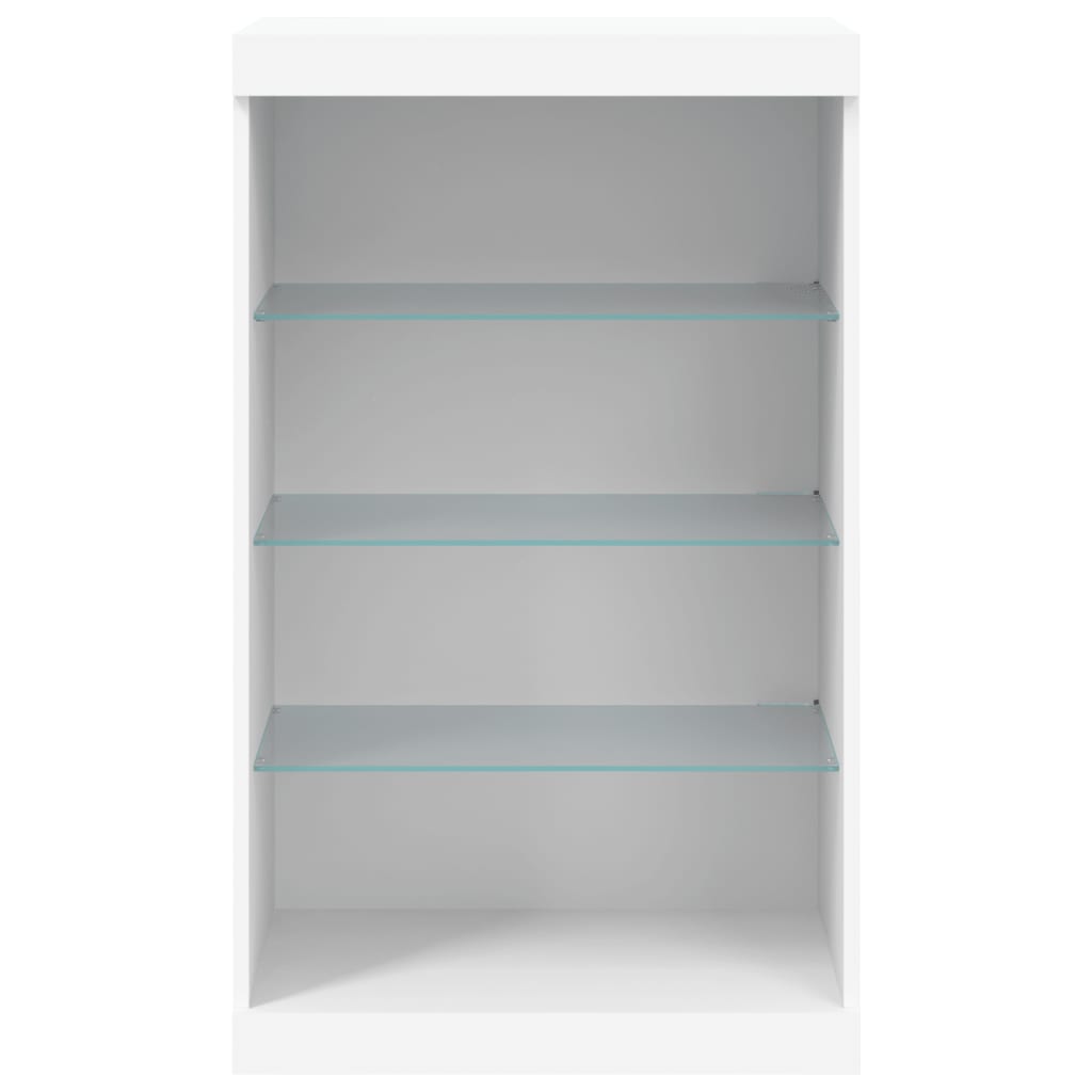 skænk med LED-lys 60,5x37x100 cm hvid