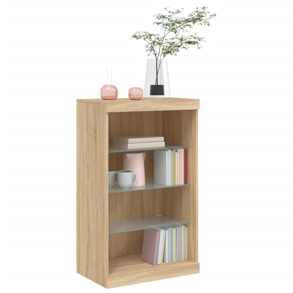 skænk med LED-lys 60,5x37x100 cm sonoma-eg