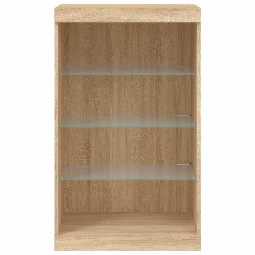 skænk med LED-lys 60,5x37x100 cm sonoma-eg
