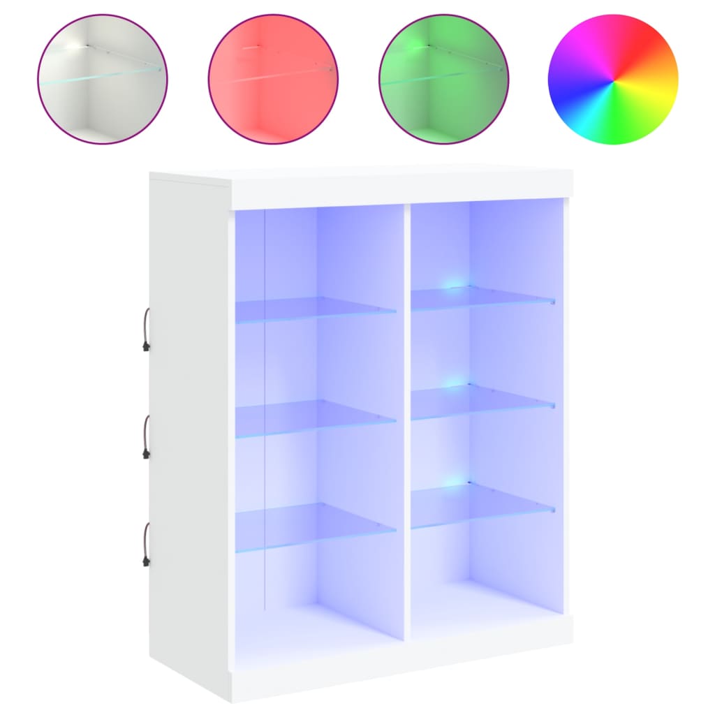 skænk med LED-lys 81x37x100 cm hvid