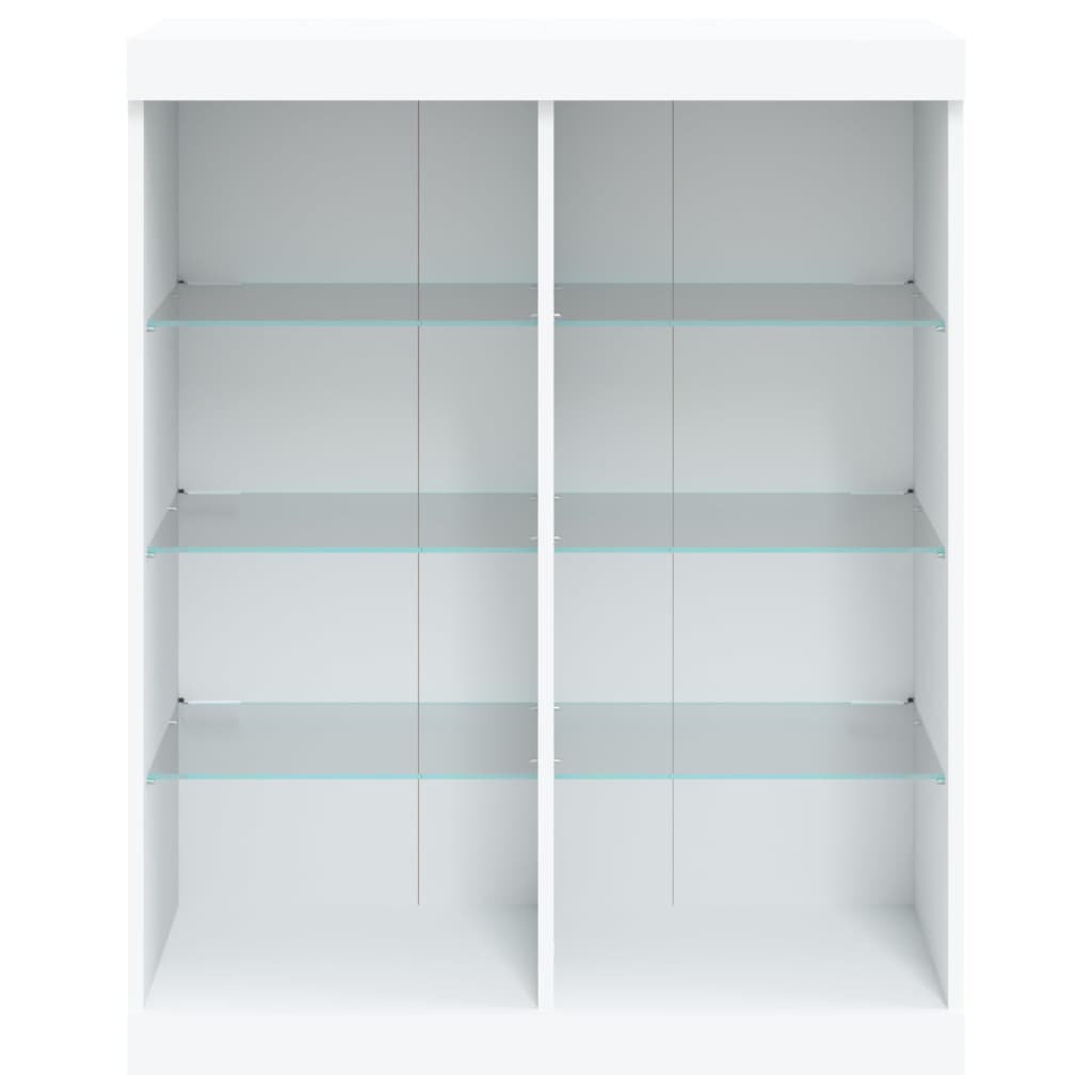 skænk med LED-lys 81x37x100 cm hvid