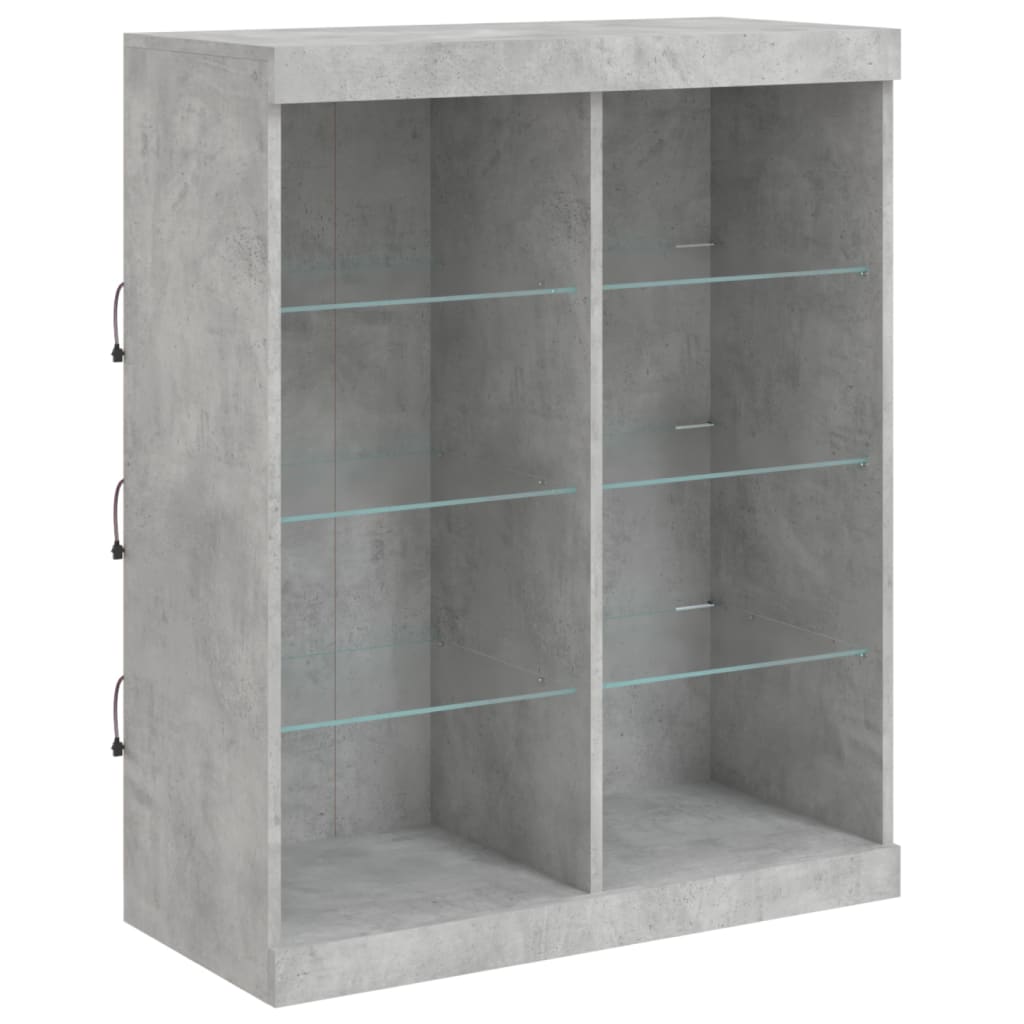 skænk med LED-lys 81x37x100 cm betongrå