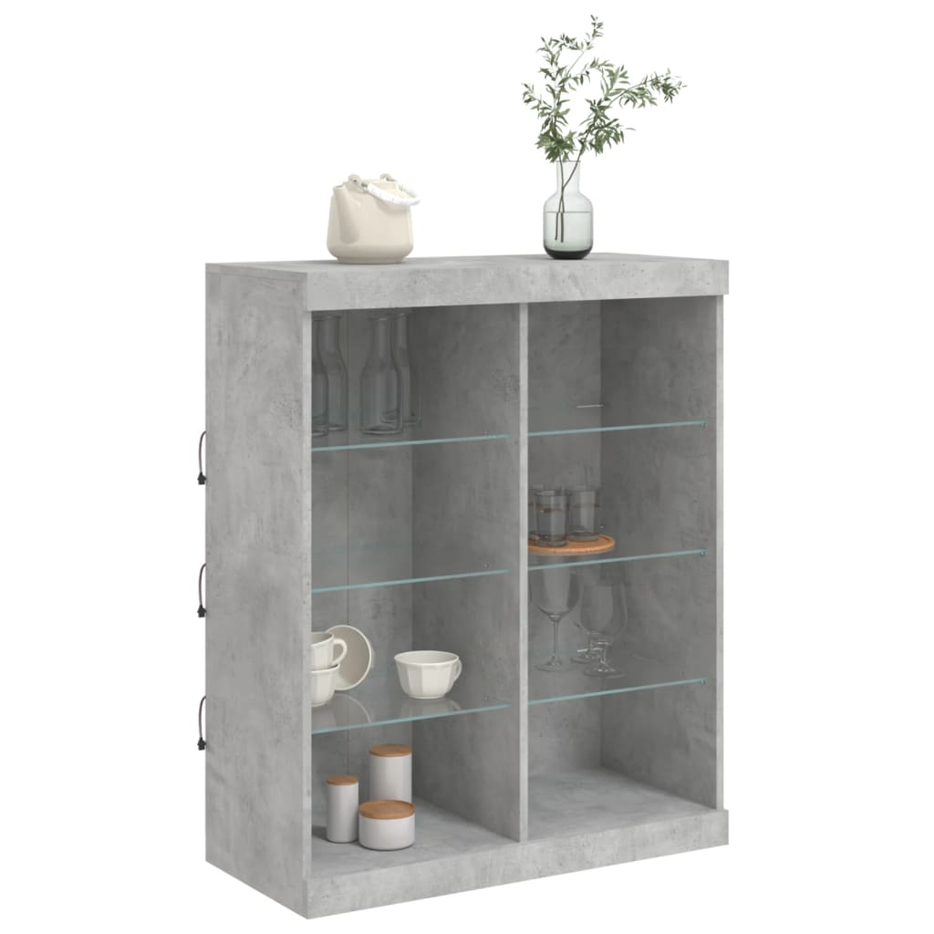 skænk med LED-lys 81x37x100 cm betongrå