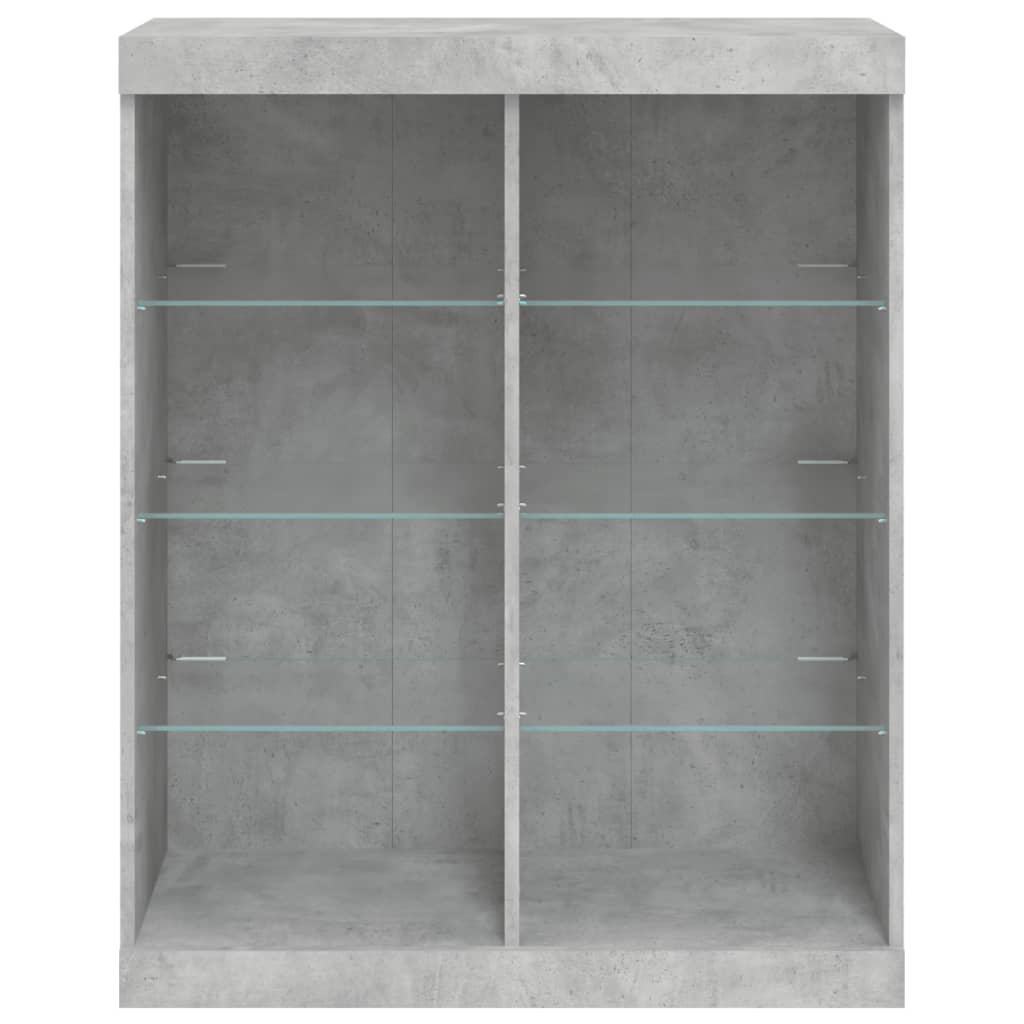 skænk med LED-lys 81x37x100 cm betongrå