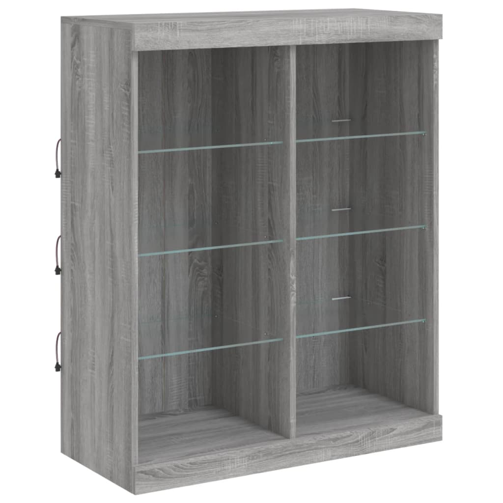 skænk med LED-lys 81x37x100 cm grå sonoma-eg