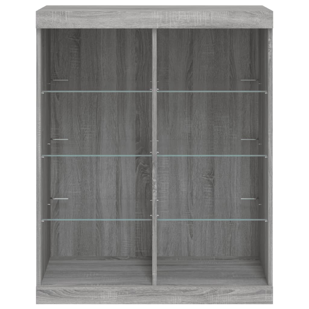 skænk med LED-lys 81x37x100 cm grå sonoma-eg
