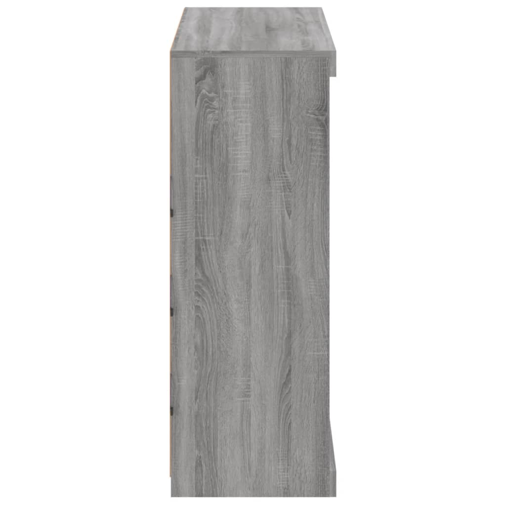 skænk med LED-lys 81x37x100 cm grå sonoma-eg