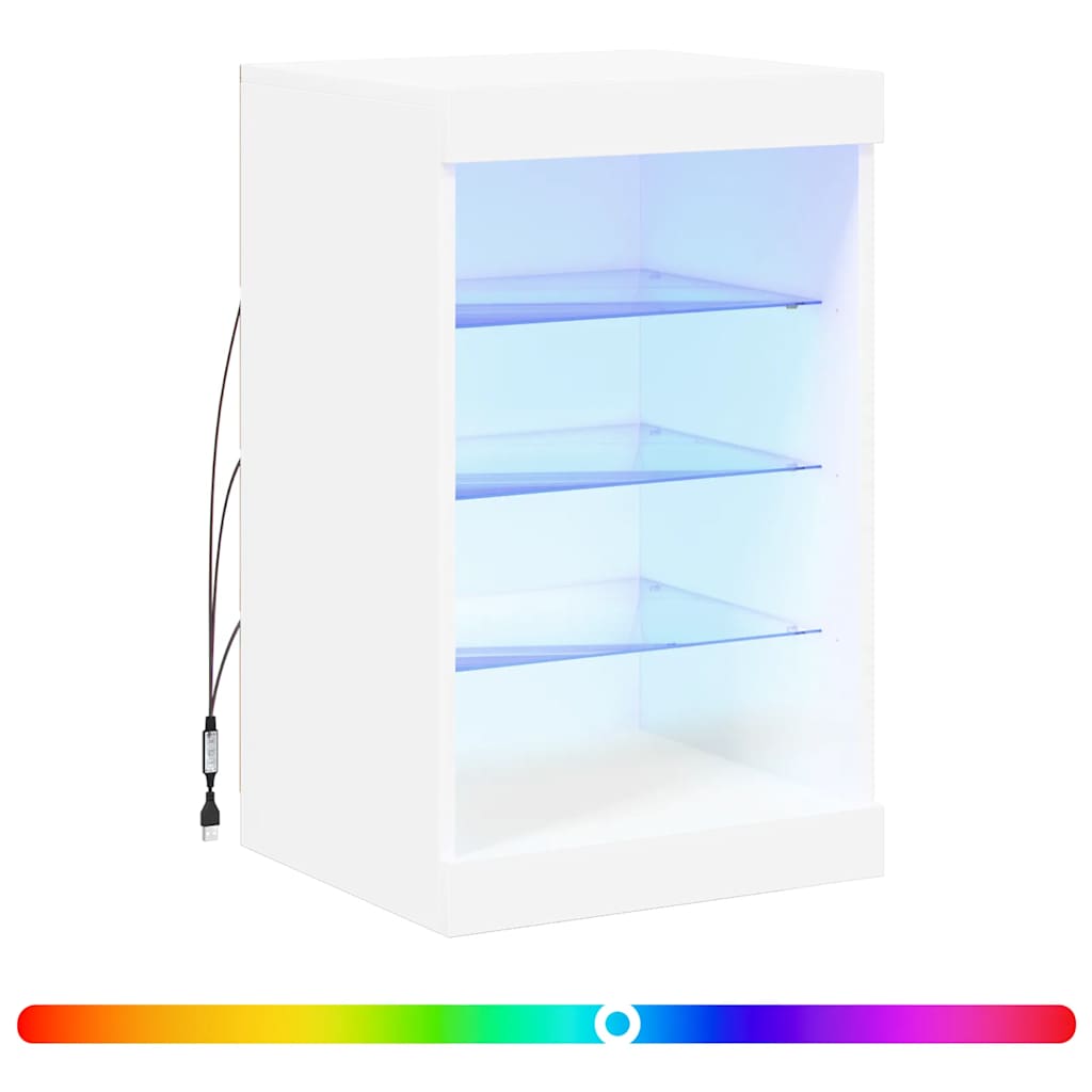 skænk med LED-lys 41x37x67 cm hvid