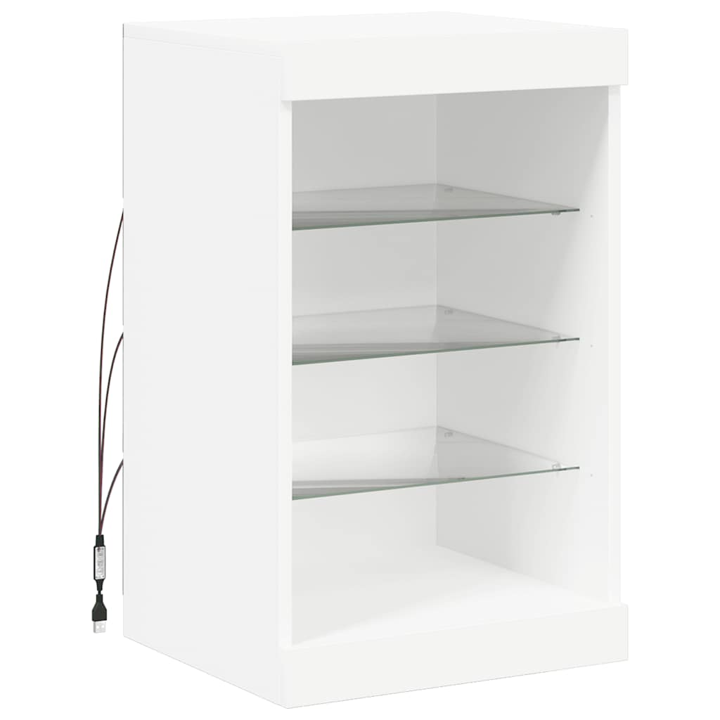 skænk med LED-lys 41x37x67 cm hvid