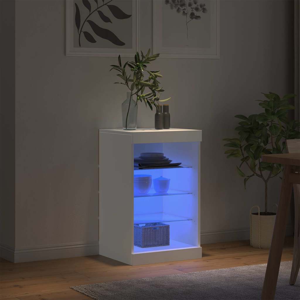 skænk med LED-lys 41x37x67 cm hvid
