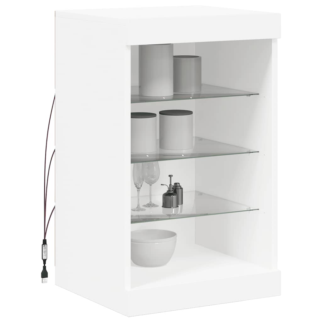 skænk med LED-lys 41x37x67 cm hvid