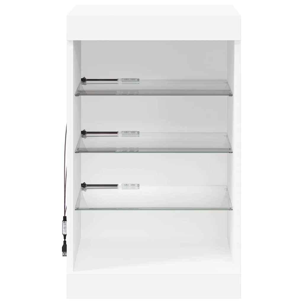 skænk med LED-lys 41x37x67 cm hvid
