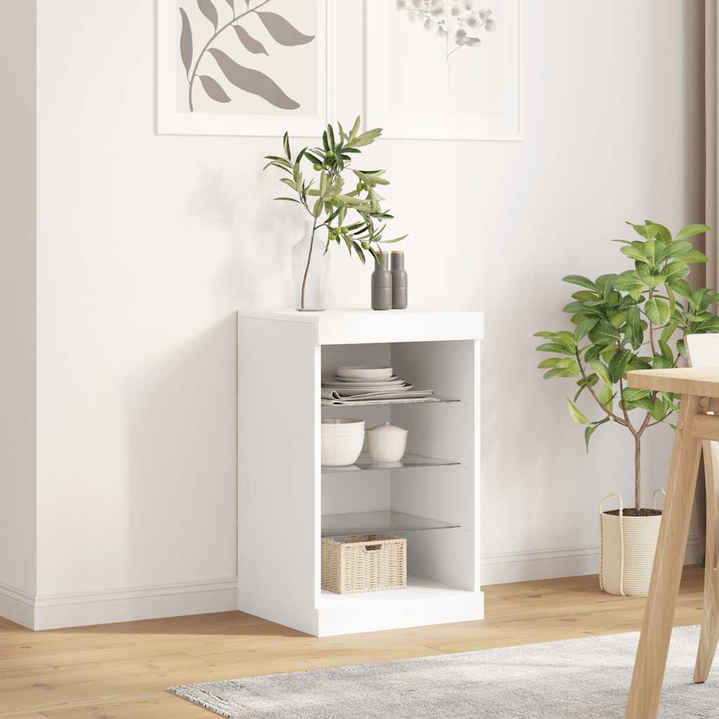 skænk med LED-lys 41x37x67 cm hvid