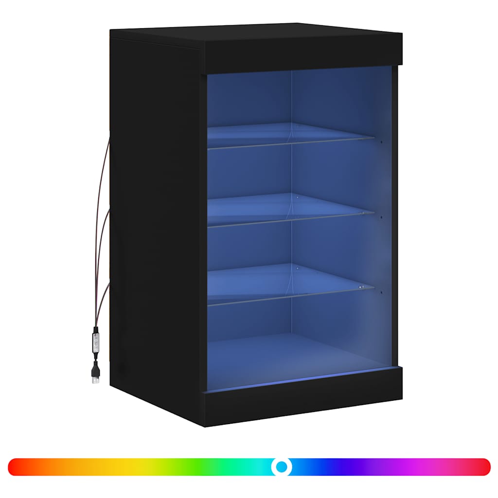 skænk med LED-lys 41x37x67 cm sort