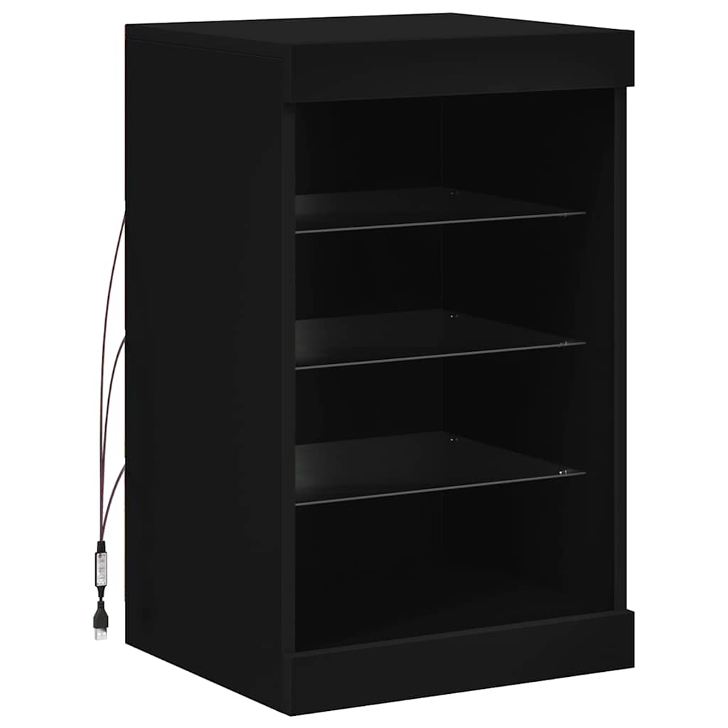 skænk med LED-lys 41x37x67 cm sort