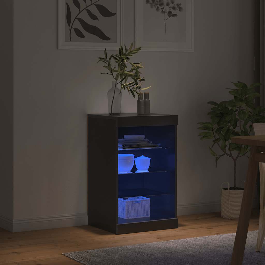 skænk med LED-lys 41x37x67 cm sort