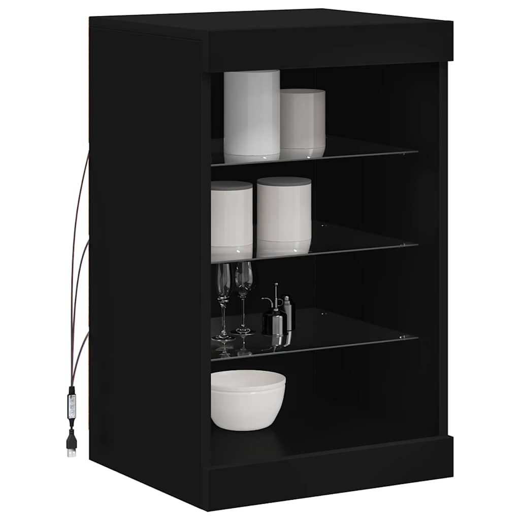 skænk med LED-lys 41x37x67 cm sort