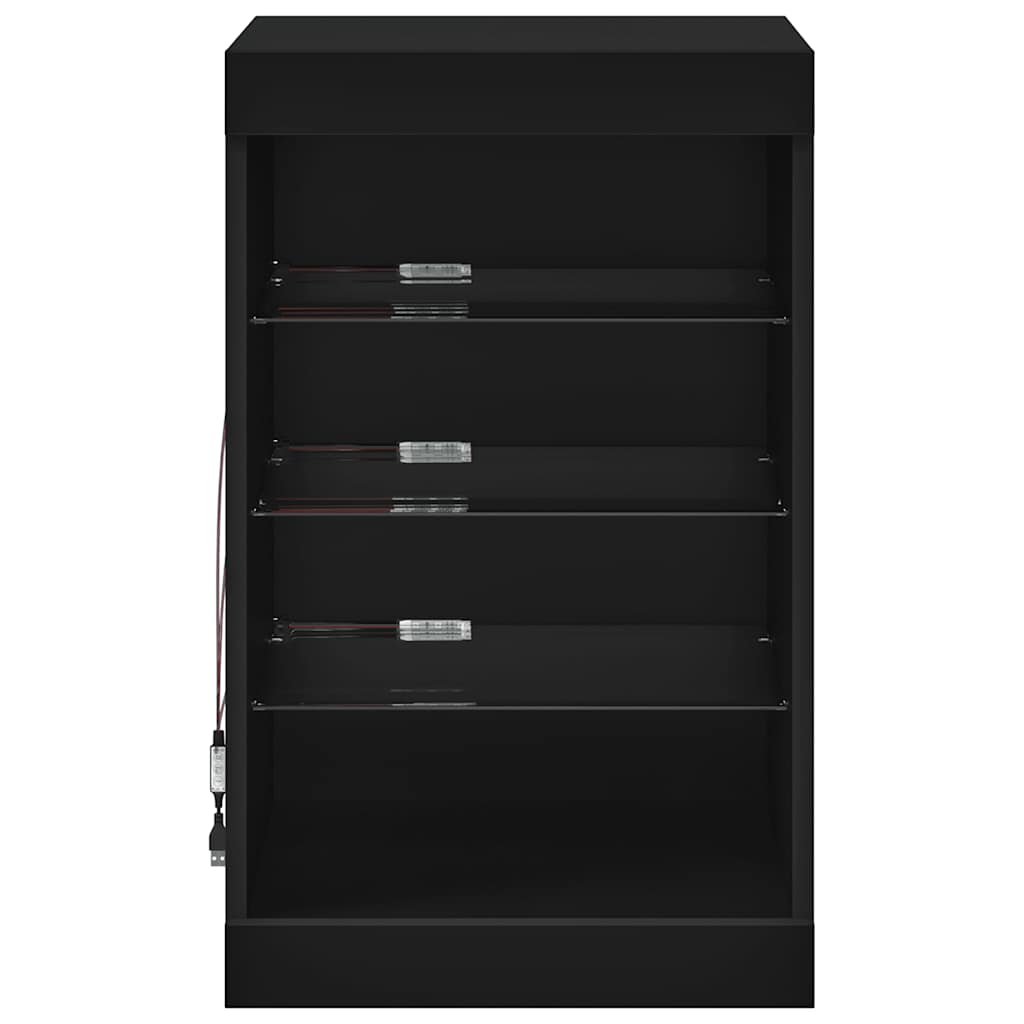 skænk med LED-lys 41x37x67 cm sort