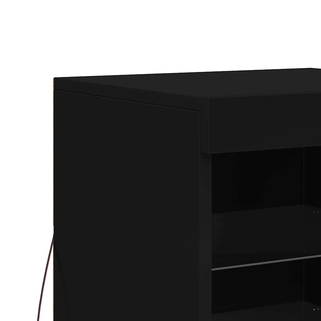 skænk med LED-lys 41x37x67 cm sort