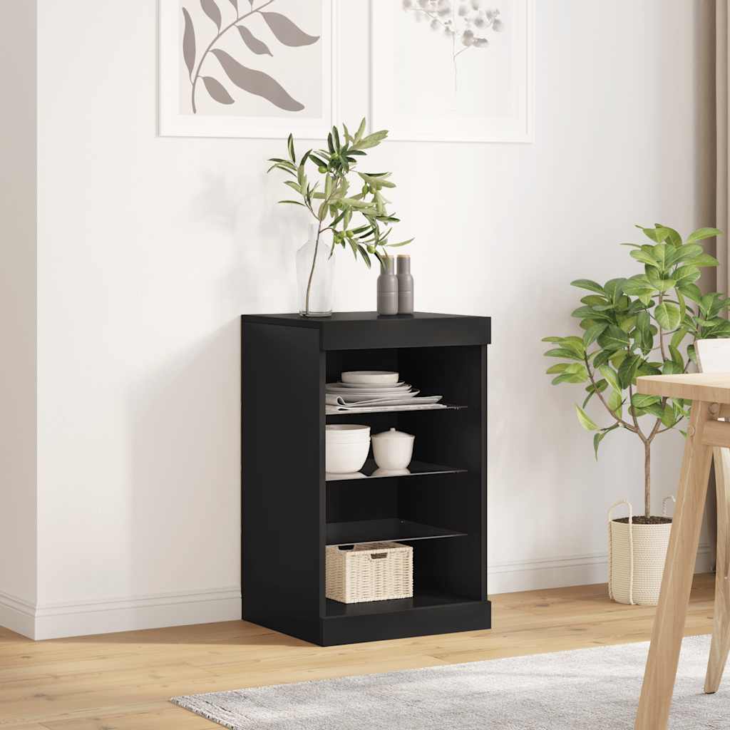 skænk med LED-lys 41x37x67 cm sort