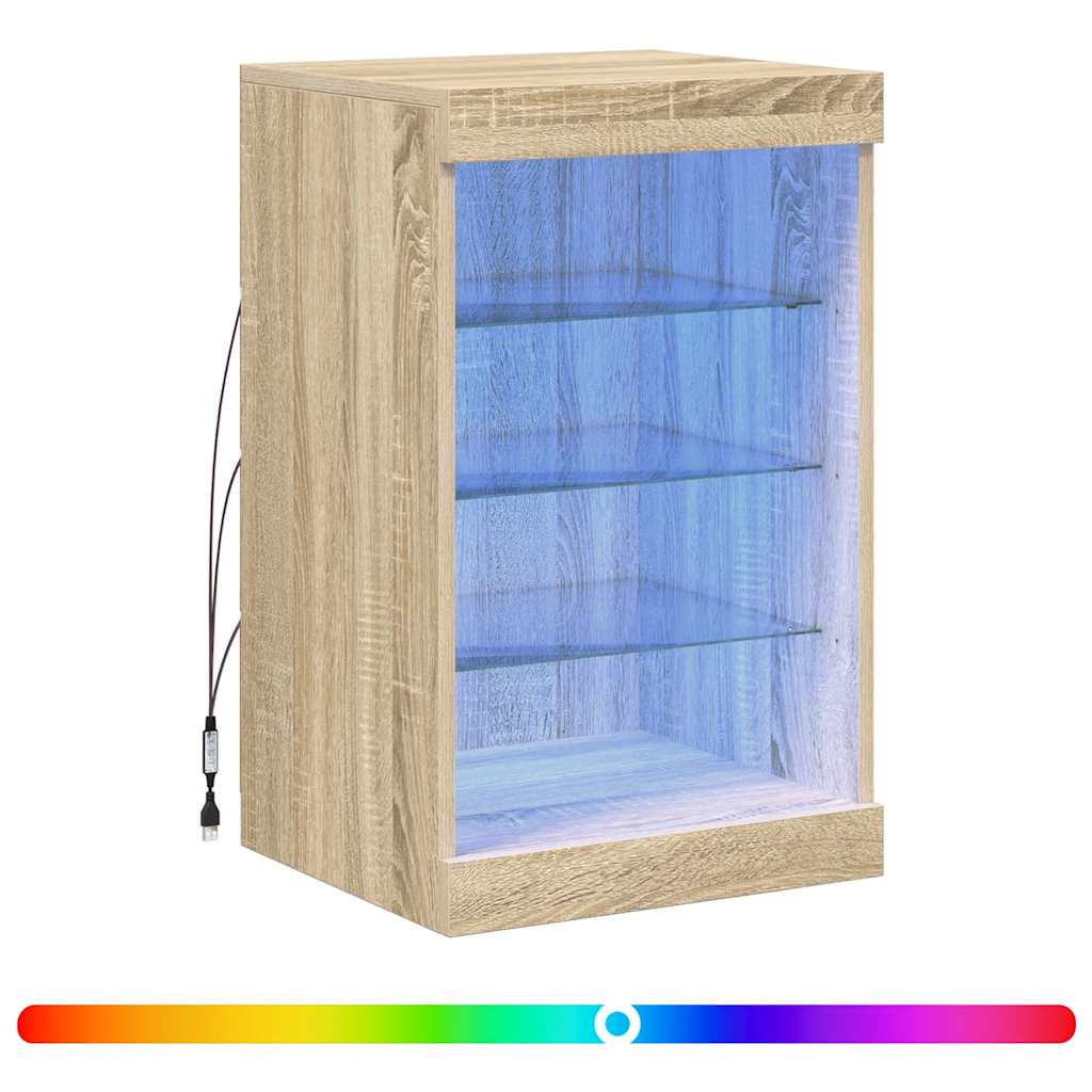 skænk med LED-lys 41x37x67 cm sonoma-eg