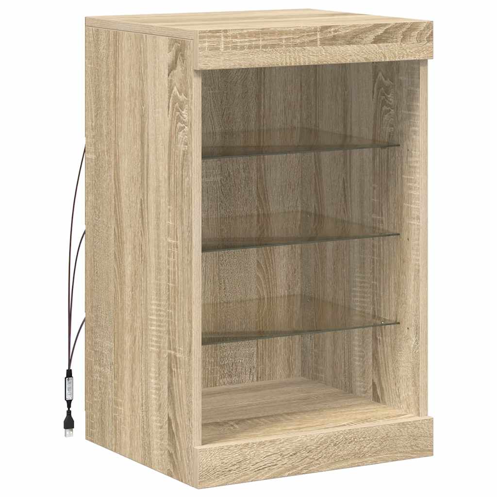 skænk med LED-lys 41x37x67 cm sonoma-eg