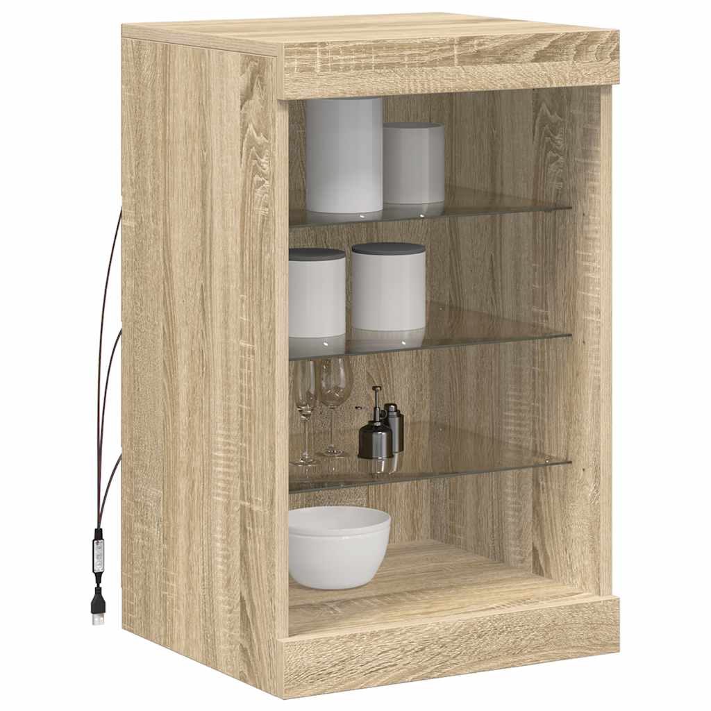 skænk med LED-lys 41x37x67 cm sonoma-eg