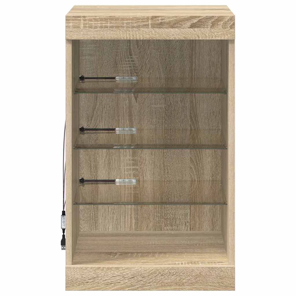 skænk med LED-lys 41x37x67 cm sonoma-eg