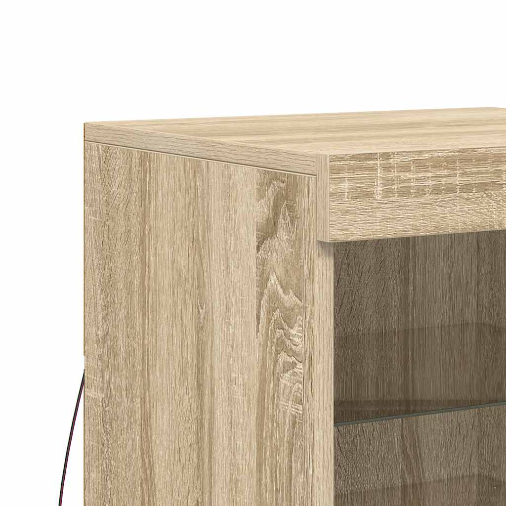 skænk med LED-lys 41x37x67 cm sonoma-eg