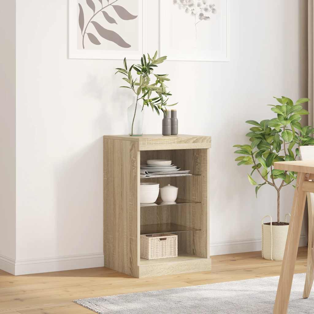 skænk med LED-lys 41x37x67 cm sonoma-eg