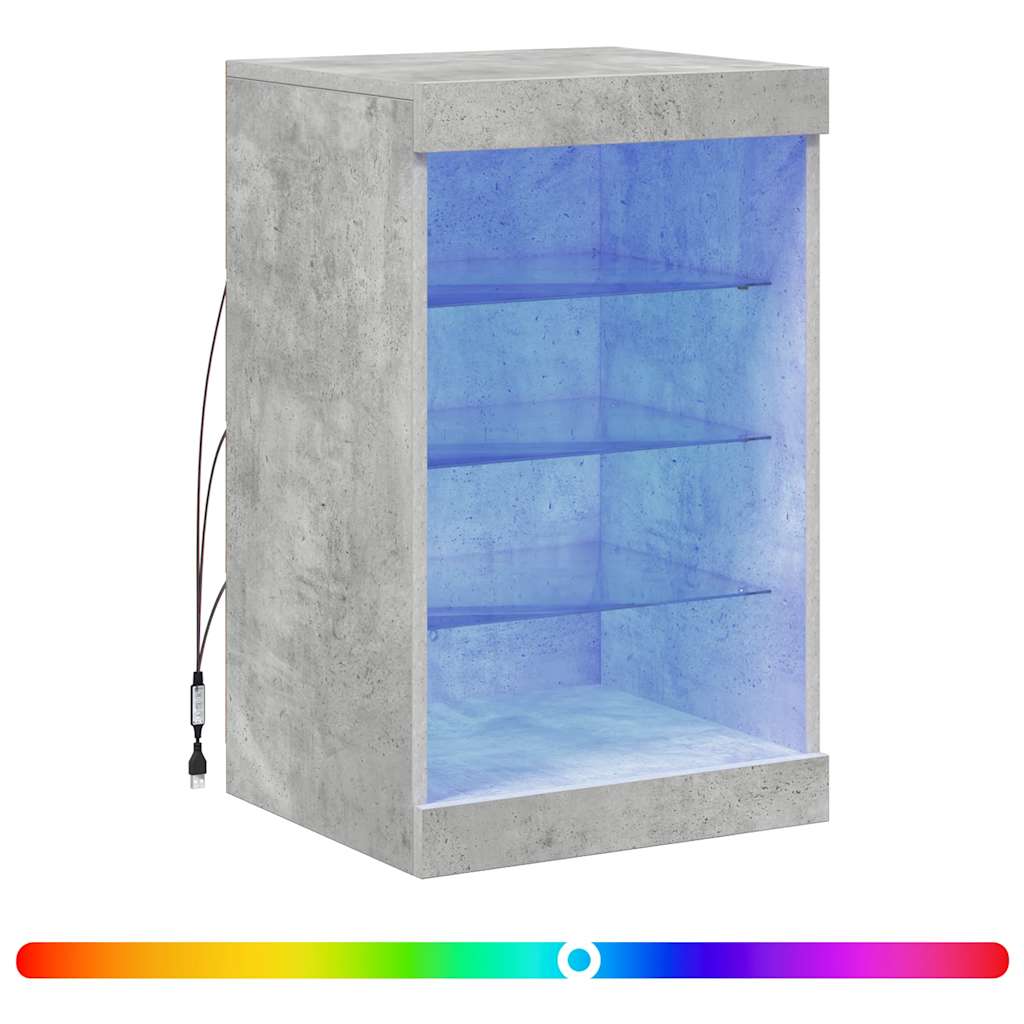 skænk med LED-lys 41x37x67 cm betongrå
