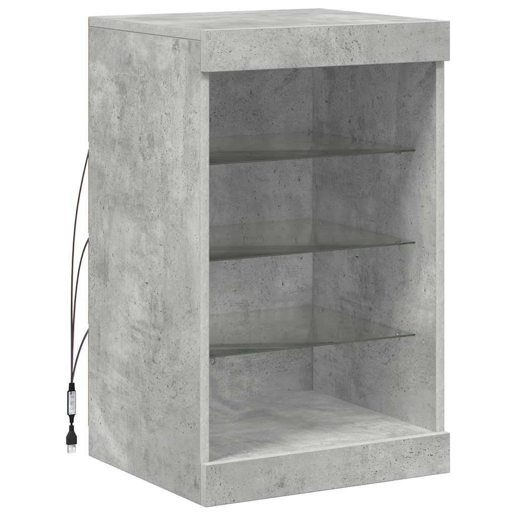 skænk med LED-lys 41x37x67 cm betongrå