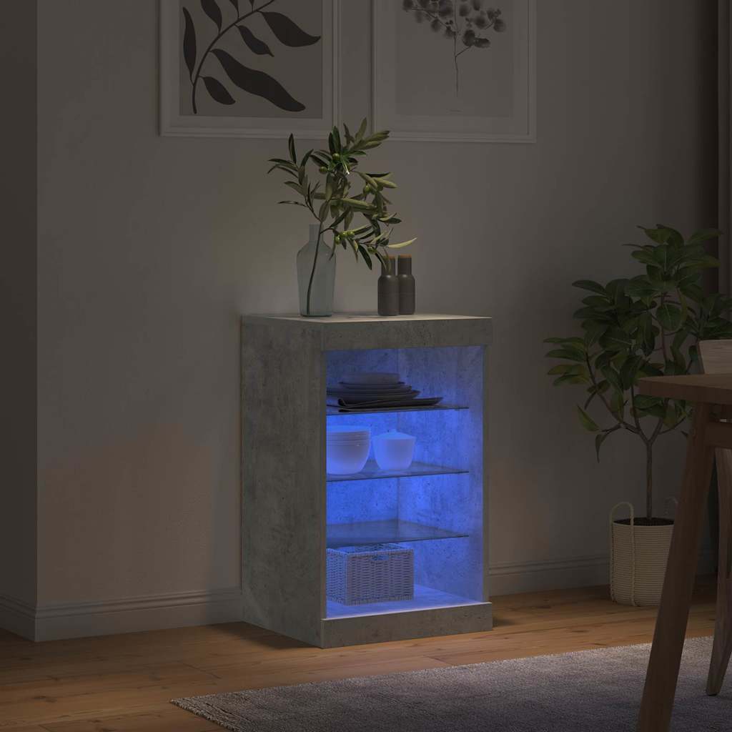 skænk med LED-lys 41x37x67 cm betongrå
