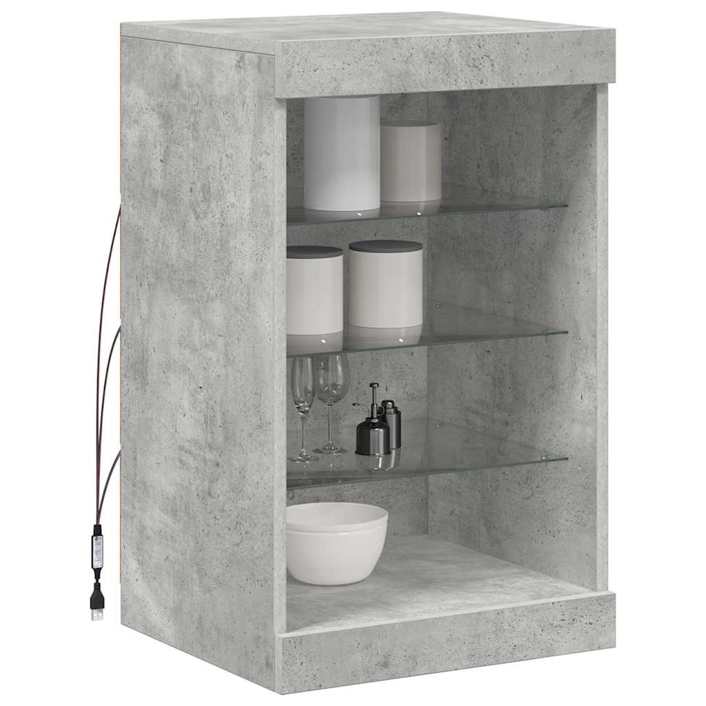 skænk med LED-lys 41x37x67 cm betongrå