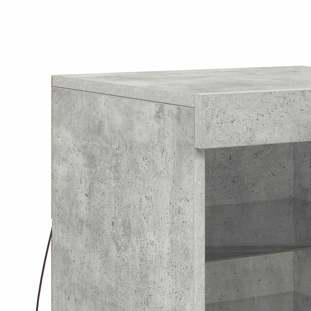 skænk med LED-lys 41x37x67 cm betongrå